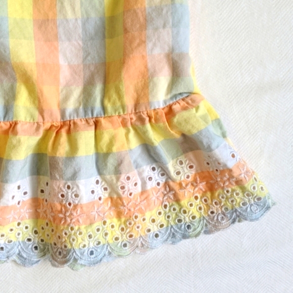 joe fresh eyelet cotton peplum top pastel picnic gingham 18-24 months baby girl - Picture 3 of 6